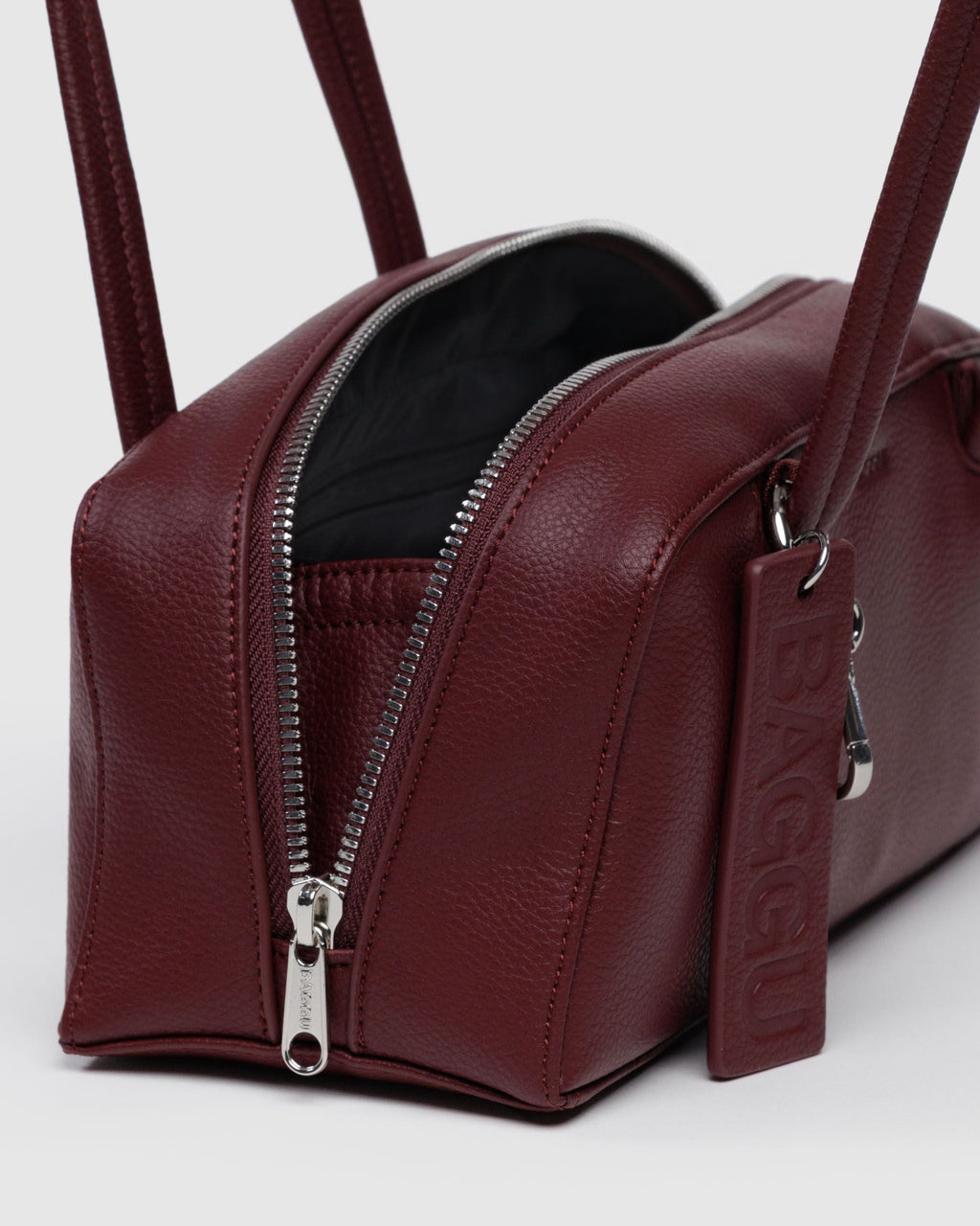 Small Recycled Leather Bowler Bag - Mahogany - image 4