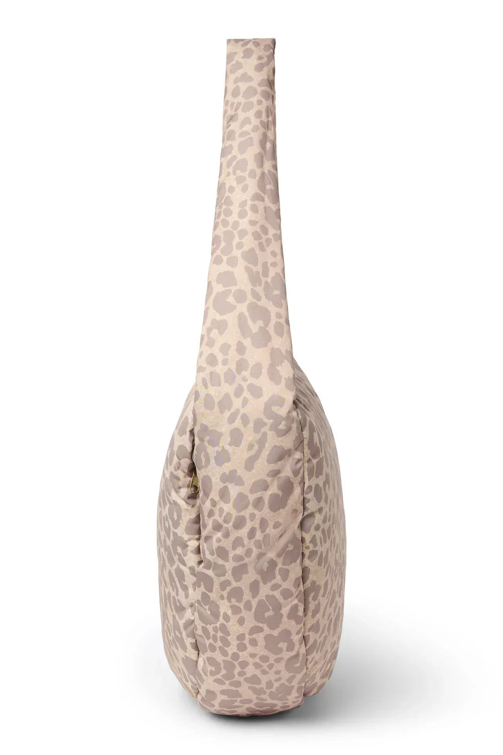 Beige crossbodytas met luipaardprint en gewatteerd effect