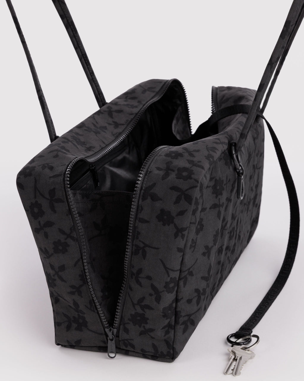 Medium Nylon Bowler Bag - Charcoal Ditsy Floral - image 4