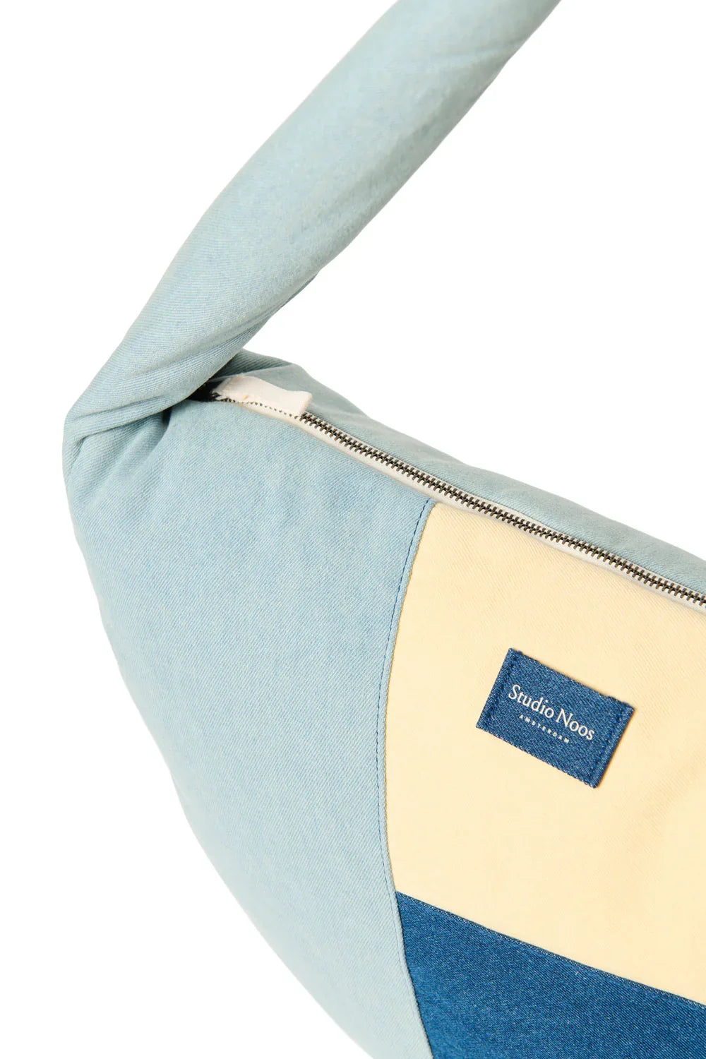 Denim patchwork schoudertas