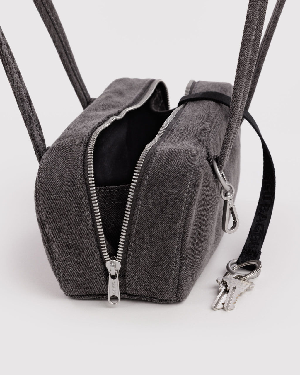 Small Denim Bowler Bag - Washed Black Denim - image 4
