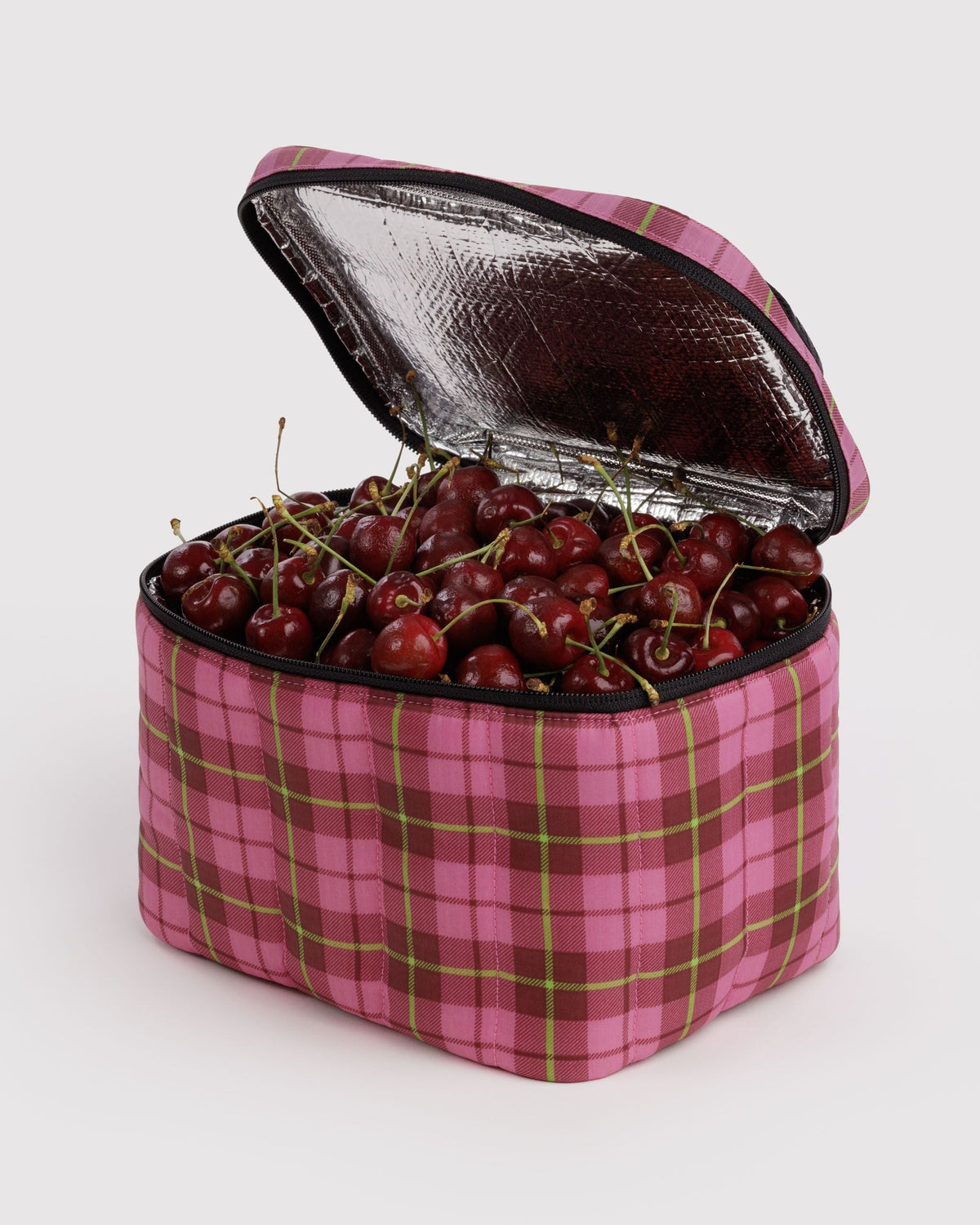 Puffy Lunch Bag - Azalea Pink Tartan - image 2
