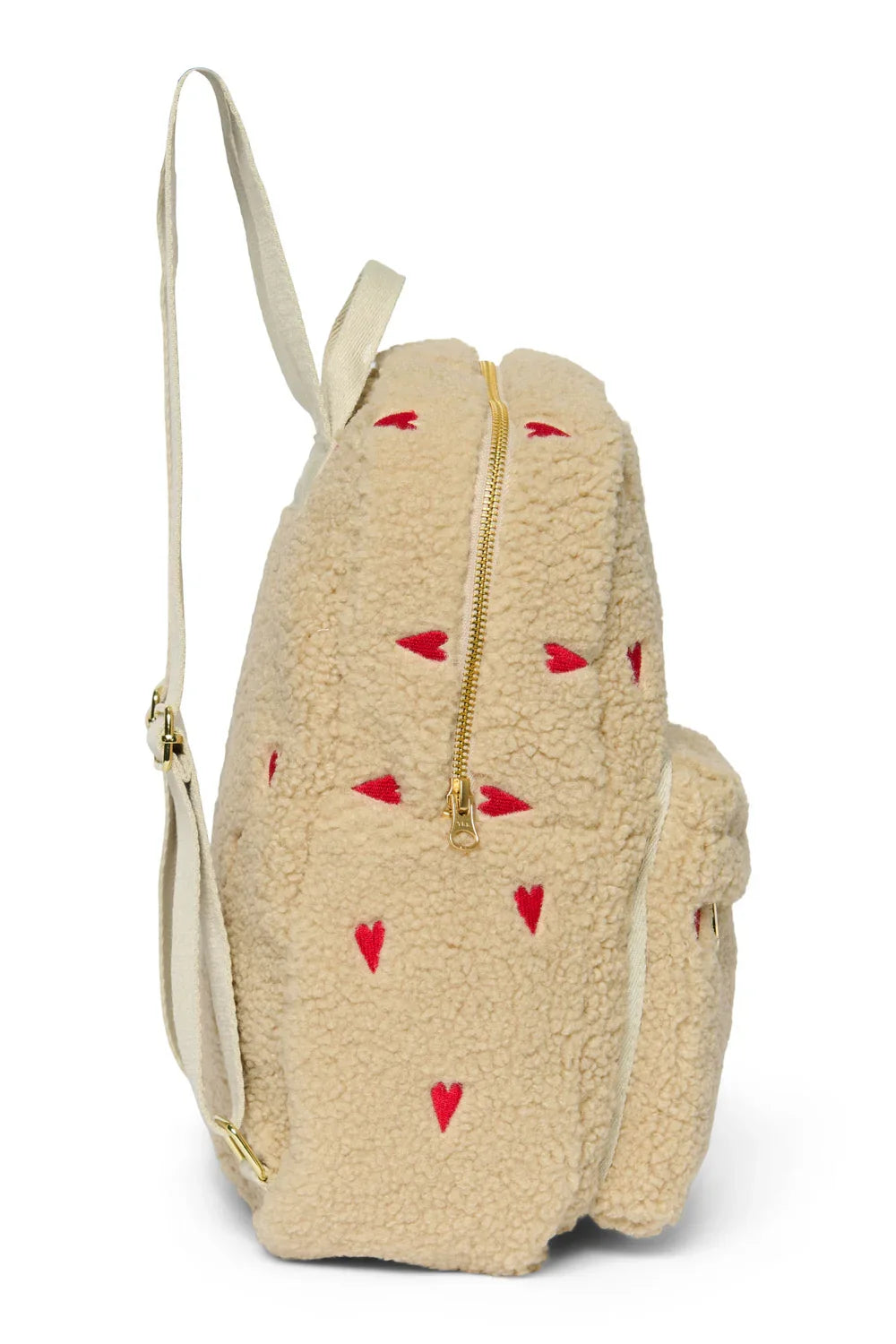 Ecru Teddy Midi-rugzak met hartjes