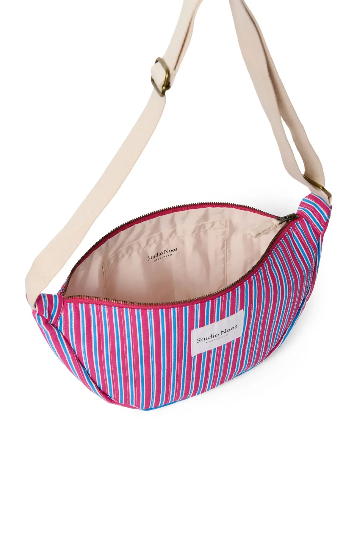 Gestreifte Popeline-Bauchtasche für Erwachsene | Himbeer