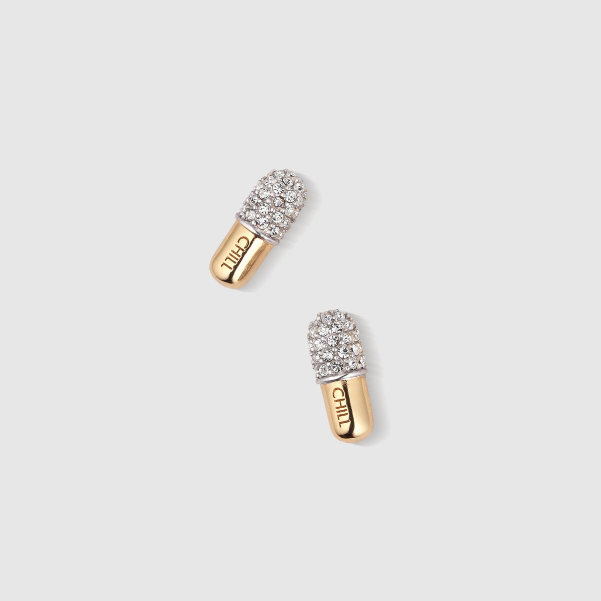 Chill Pill Pavé Stud Earrings - Gold