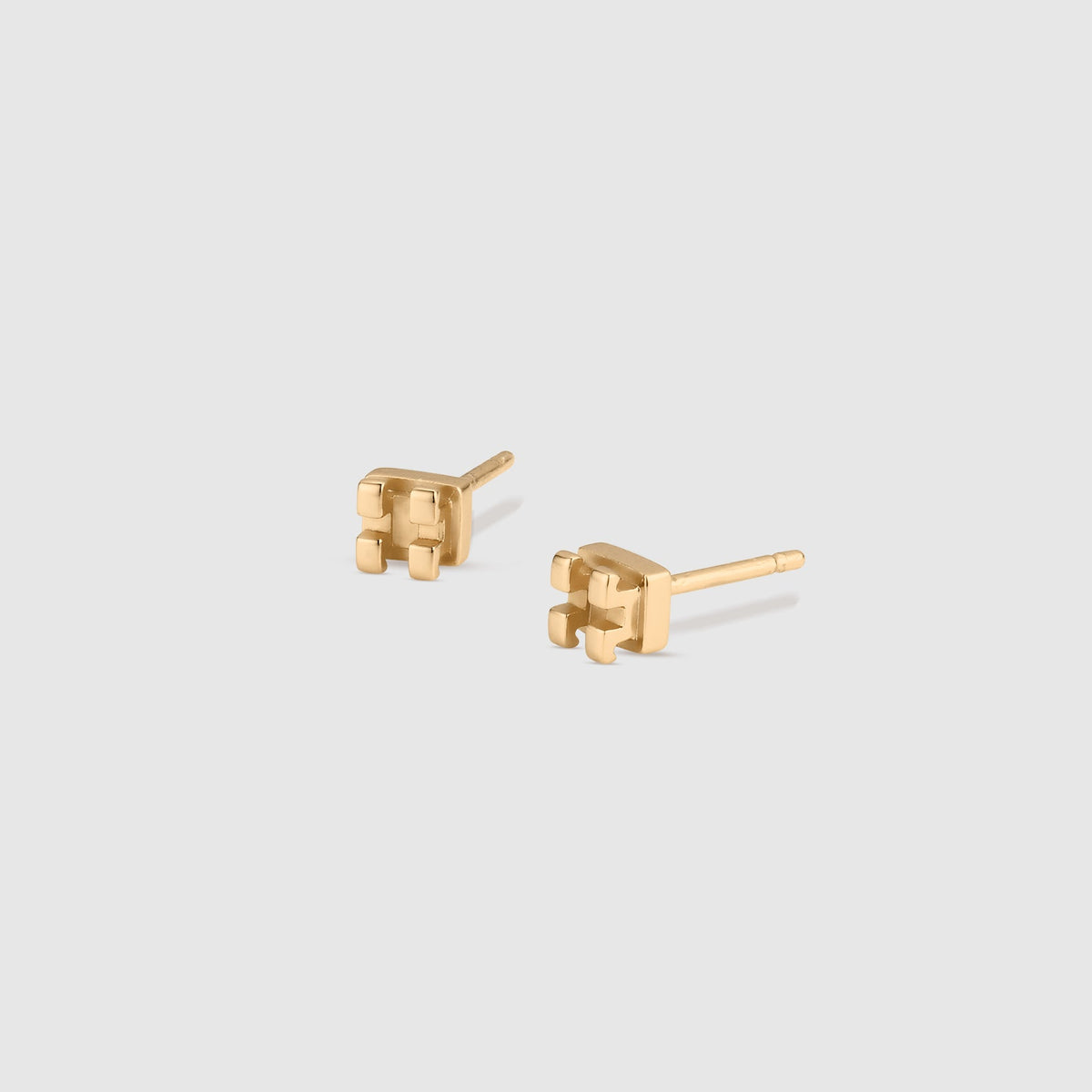 Orthodontic Bracket Stud Earrings - Gold