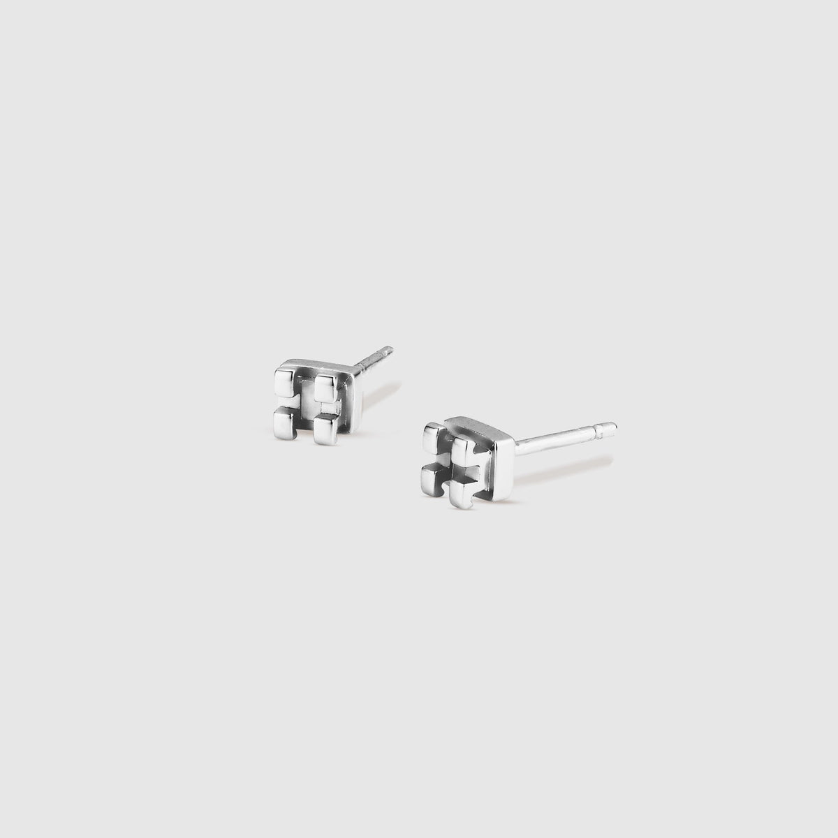 Orthodontic Bracket Stud Earrings - Silver