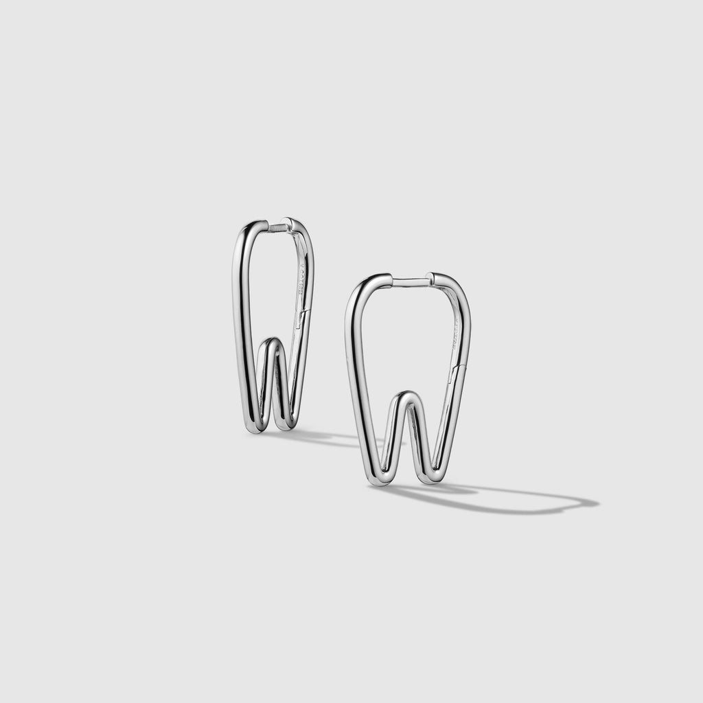 Tooth Hoop Earrings - Silver