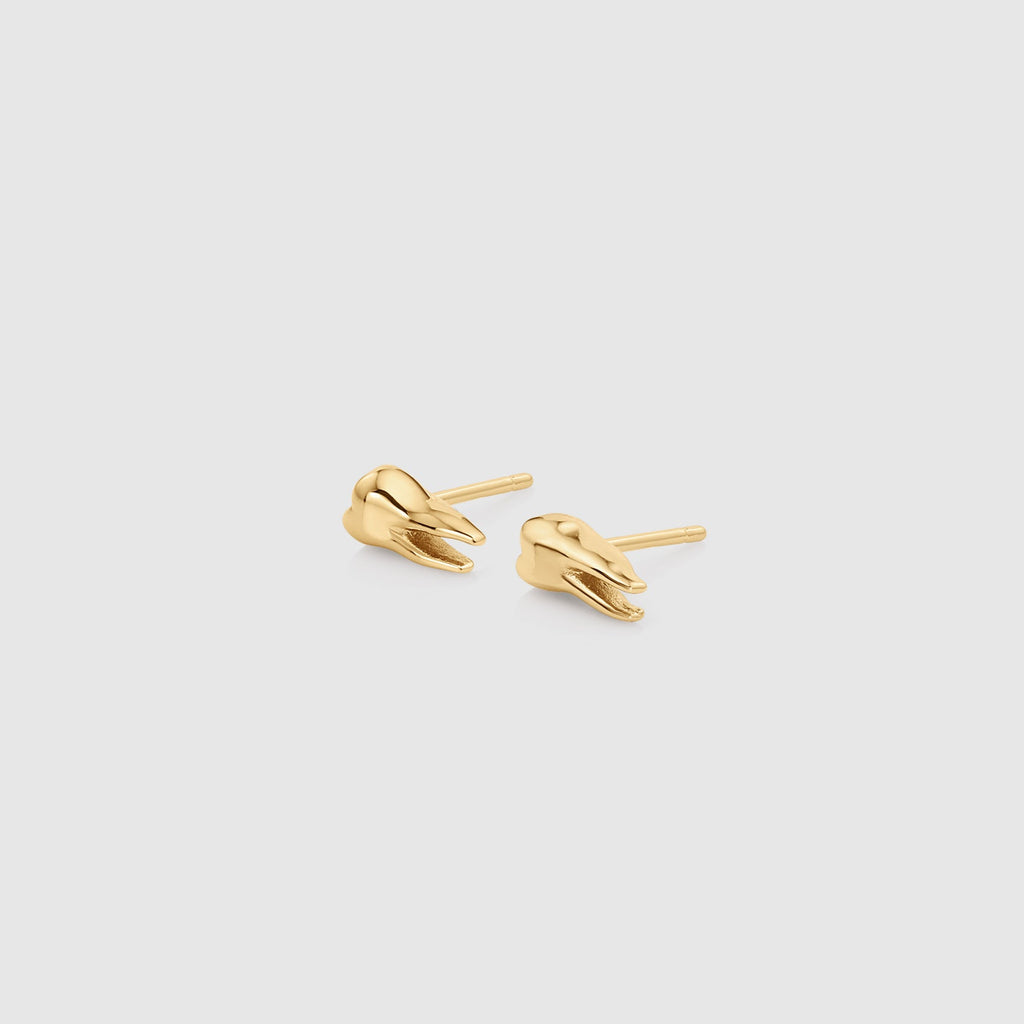 Tooth Stud Earrings - Gold