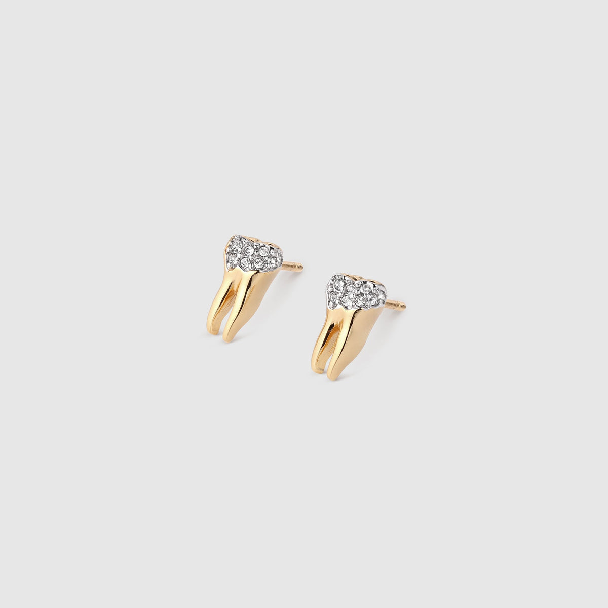 Tooth With Cavity Pavé Stud Earrings - Gold