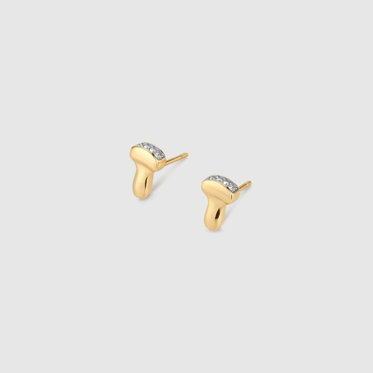 Ultrasound Probe Pavé Stud Earrings - Gold