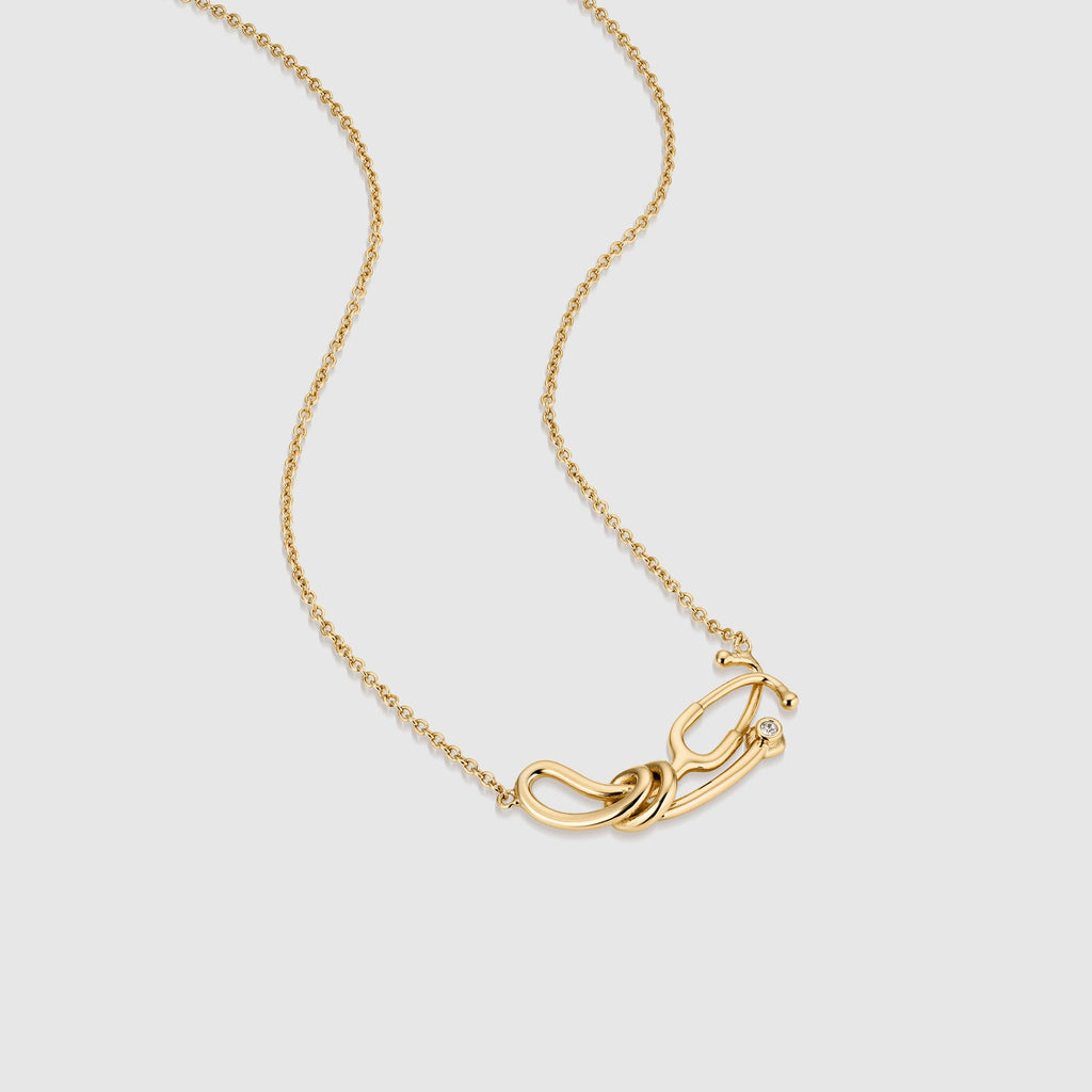 Stethoscope Knot Necklace - Gold