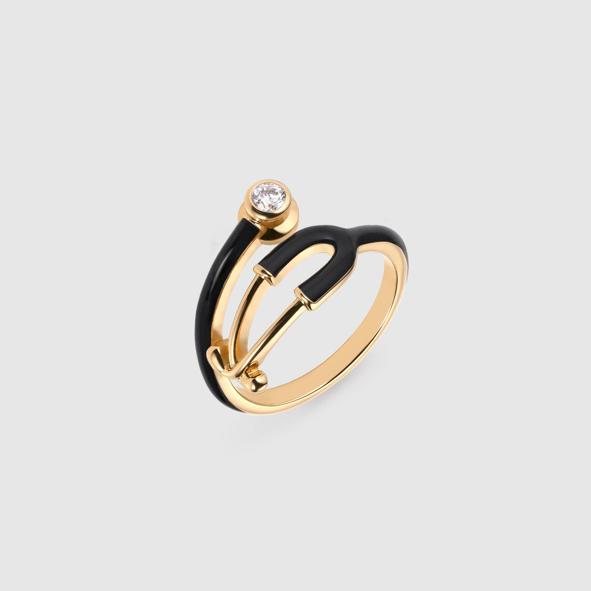Stethoscope Enamel Ring - Black