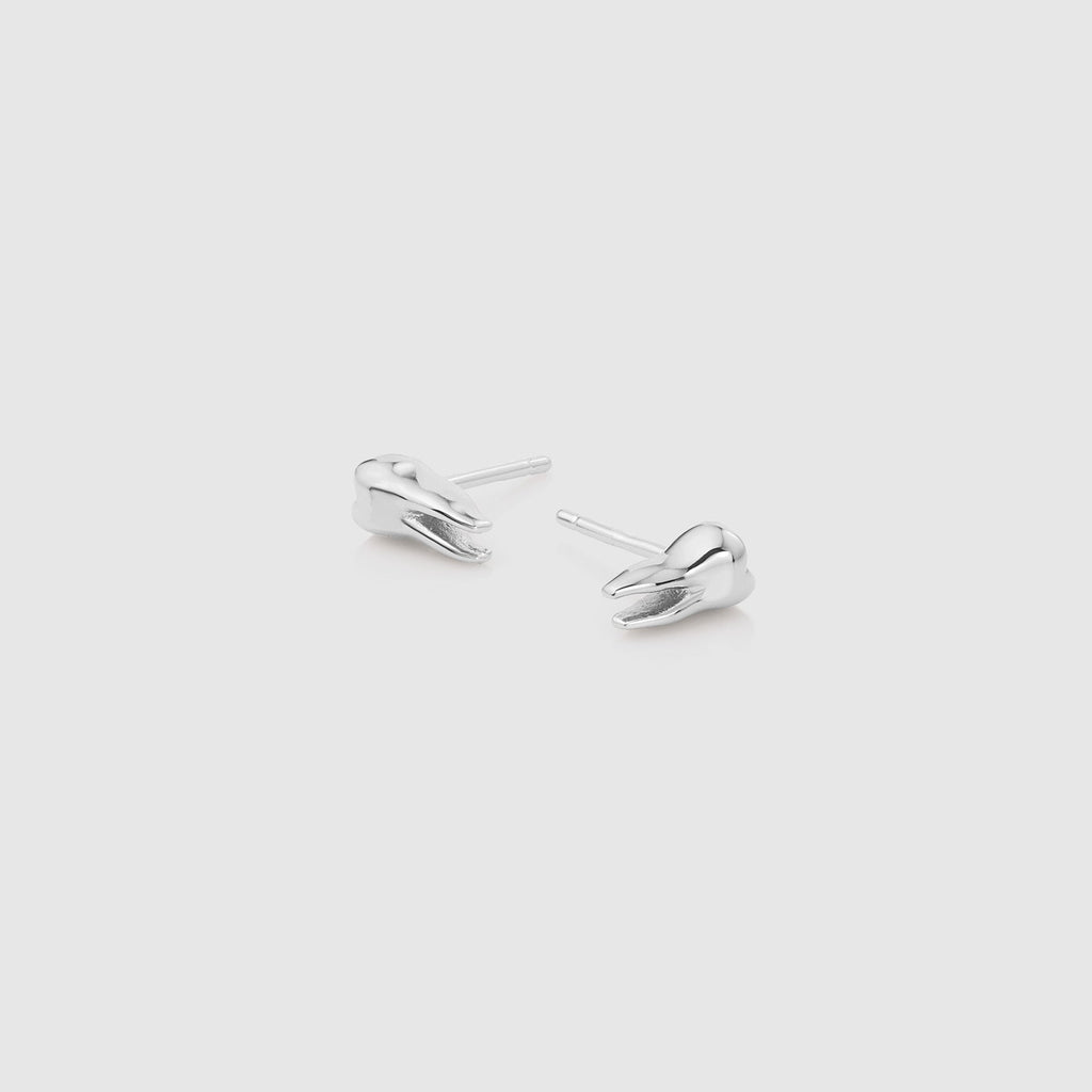 Tooth Stud Earrings - Silver