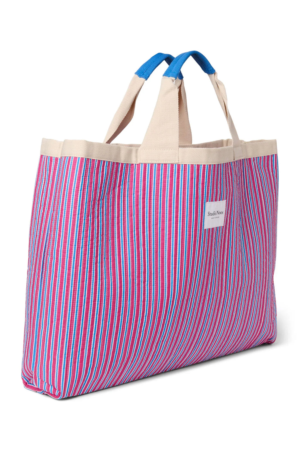 Poplin gestreepte strandtas | Botergeel