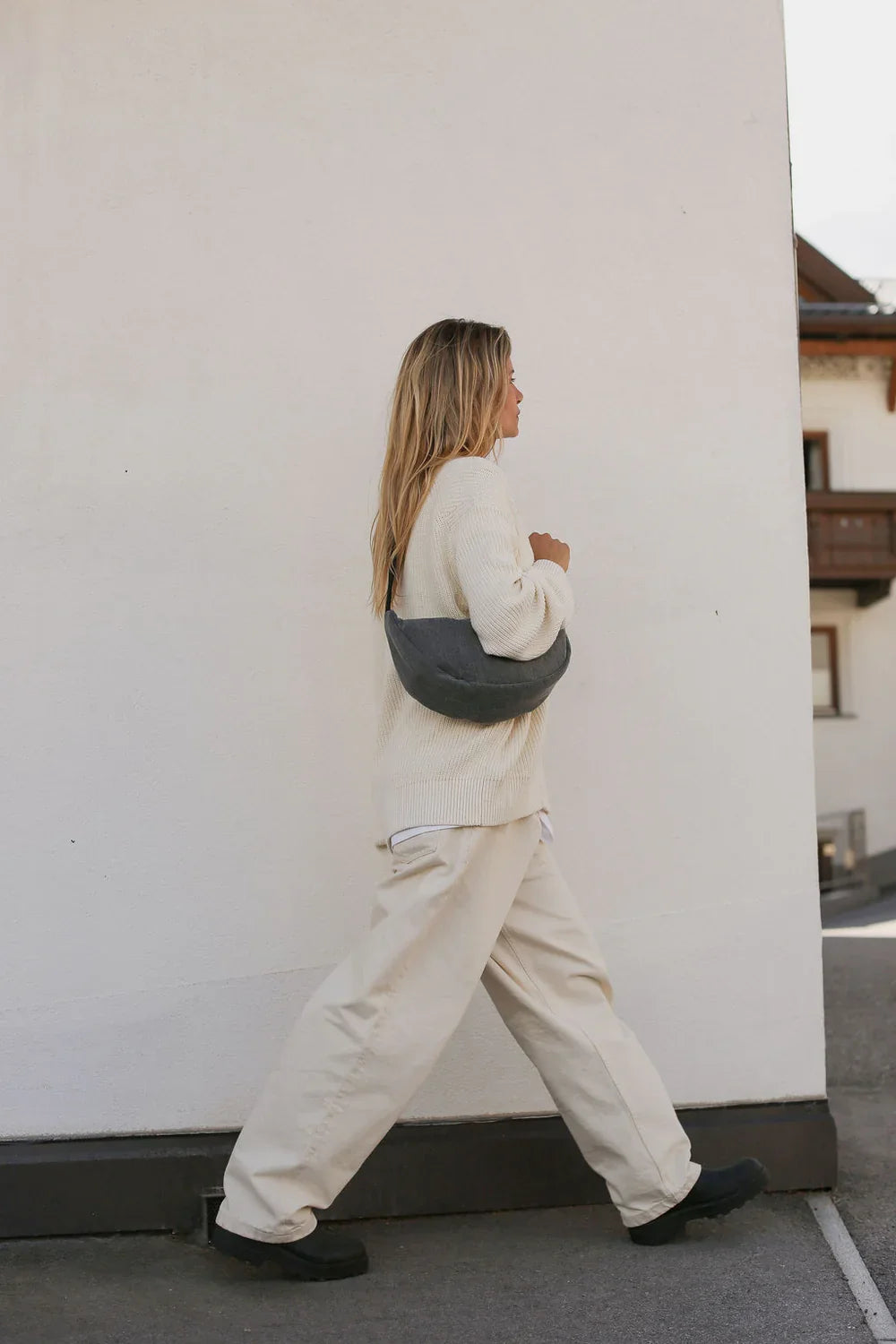 Graue Jeans-Gürteltasche für Erwachsene