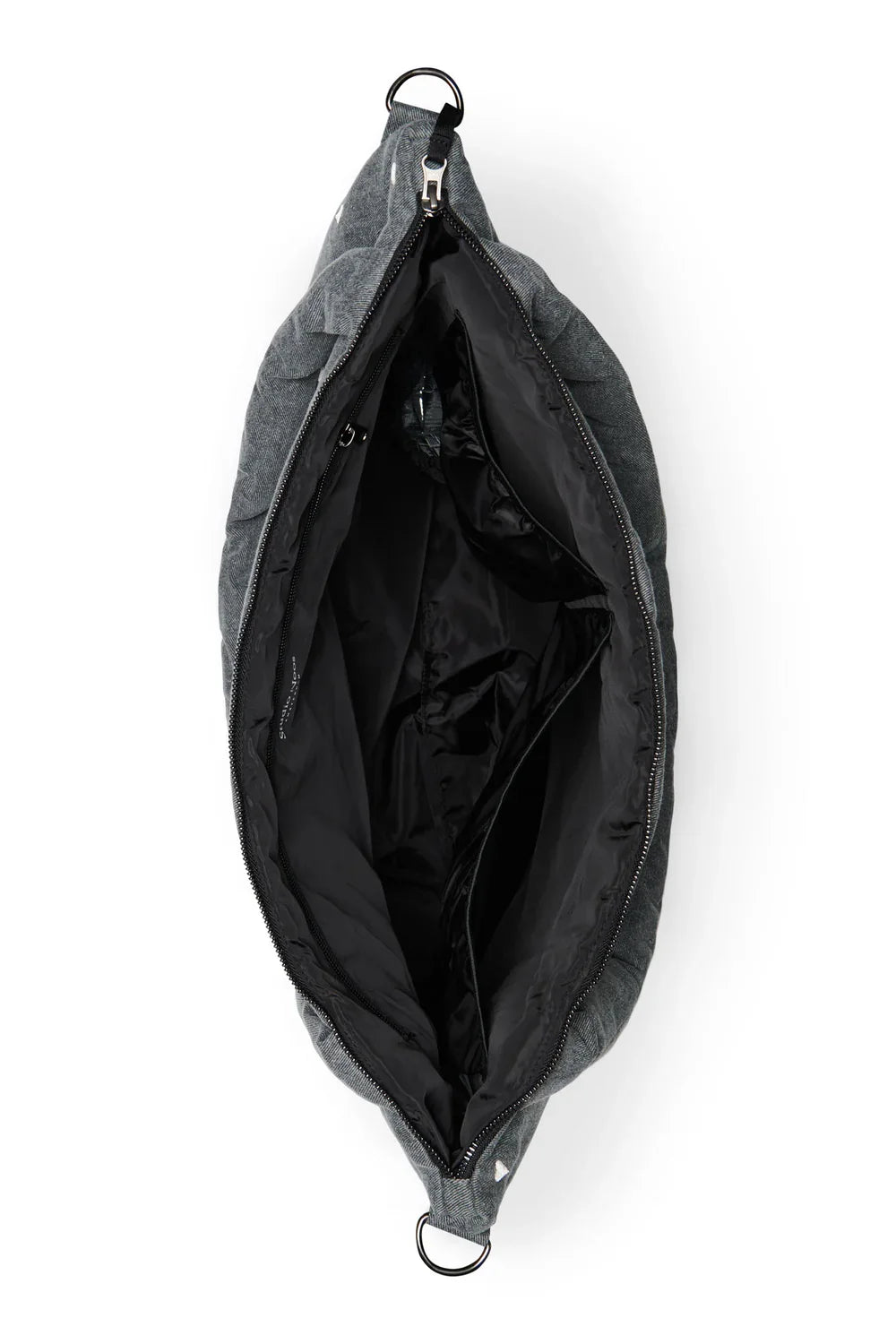 Wickeltasche aus grauem Jeansstoff "Hearts"