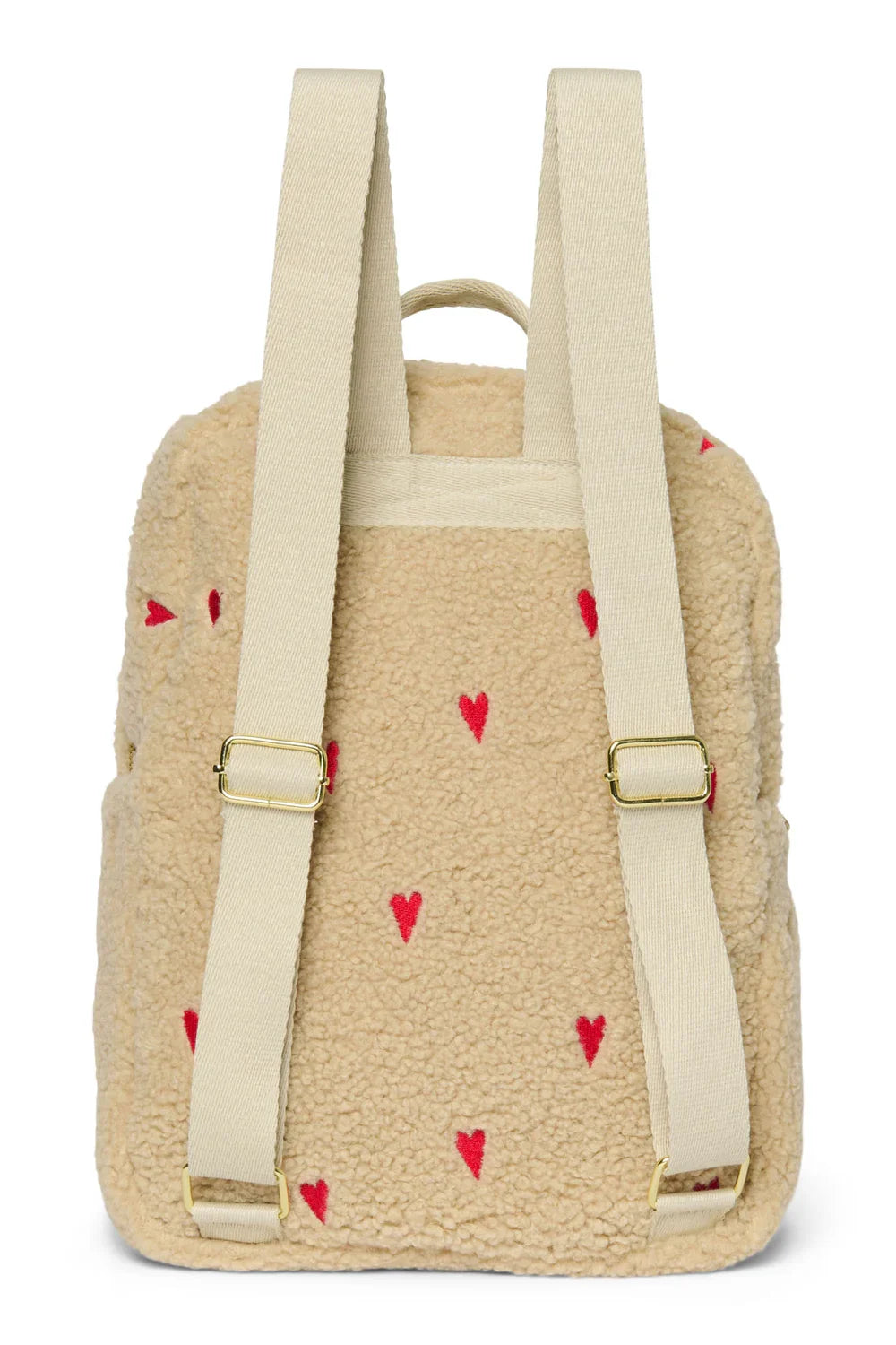 Ecru Teddy Midi-rugzak met hartjes