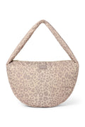 Beige crossbodytas met luipaardprint en gewatteerd effect