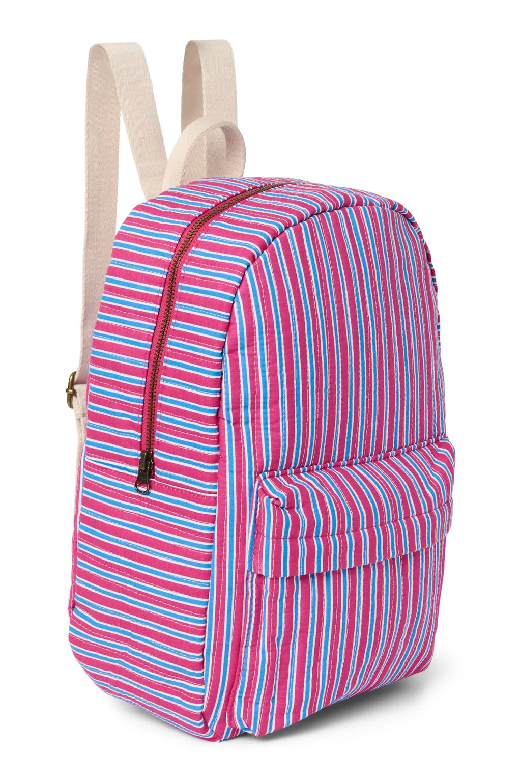 Poplin Gestreifter Midi-Rucksack | Himbeere