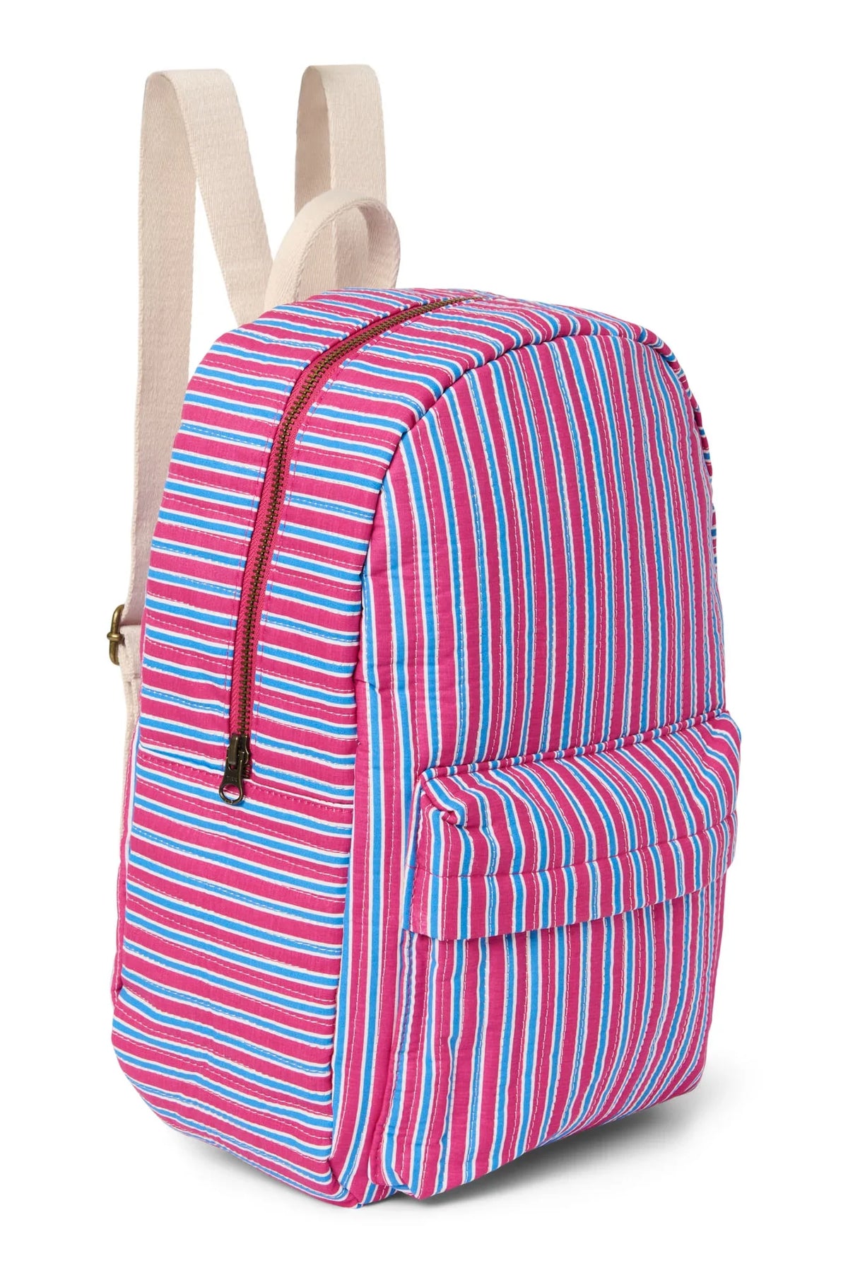 Poplin Gestreifter Midi-Rucksack | Himbeere