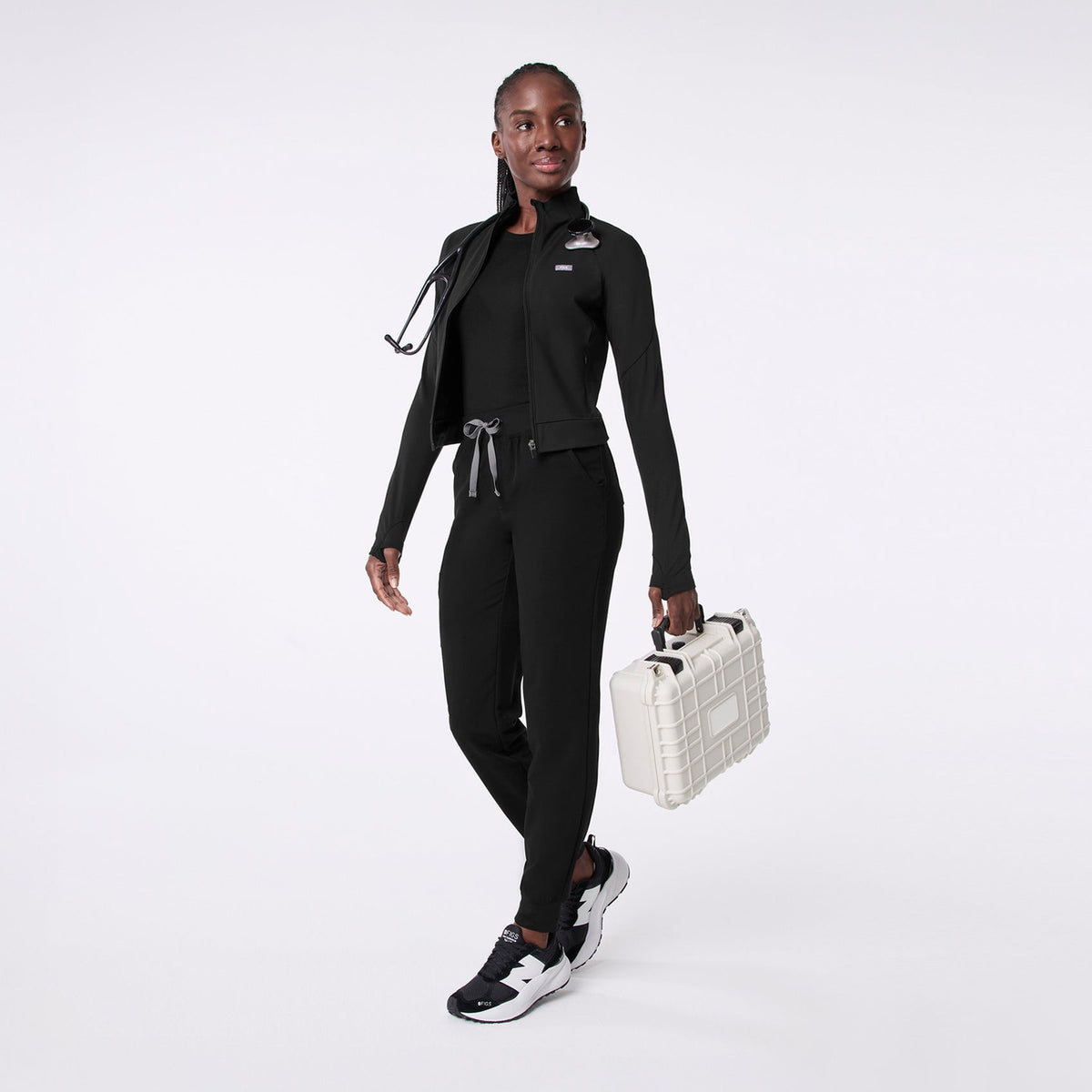 ContourKnit Cropped Scrub Jacket™ - Black