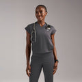 Mira Banded Scrub Top - Charcoal