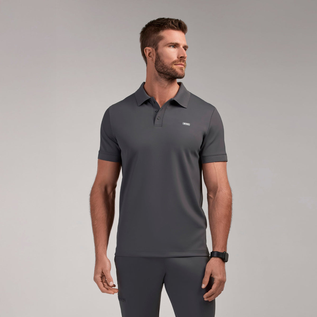 Rocco Polo Scrub Top - Charcoal