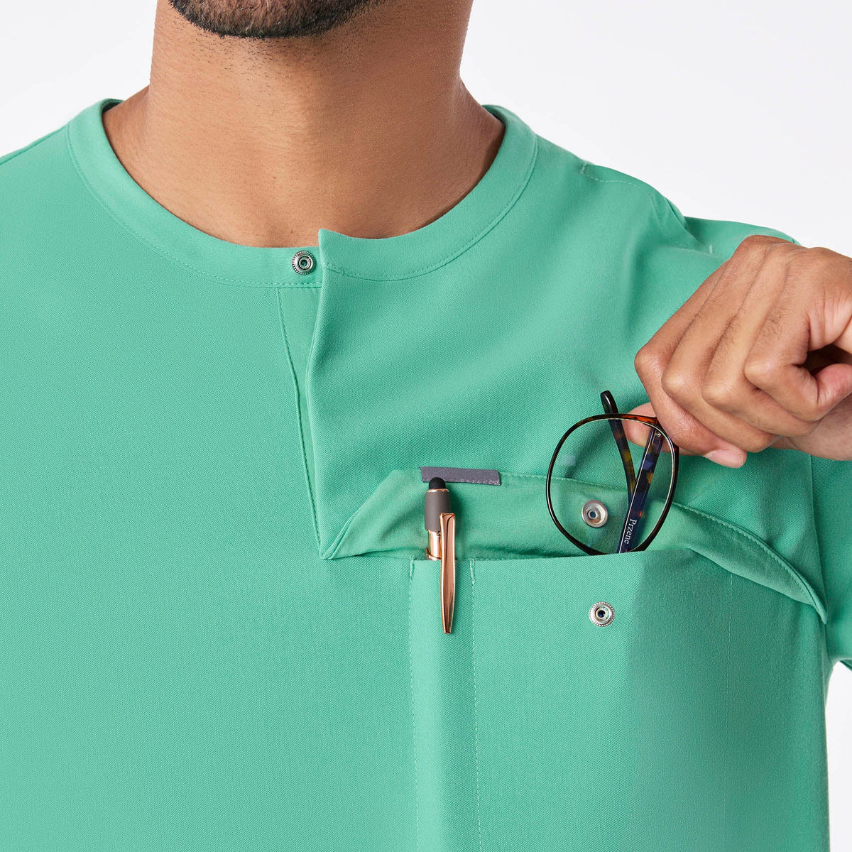 Corfield Henley Scrub Top - Surgical Green