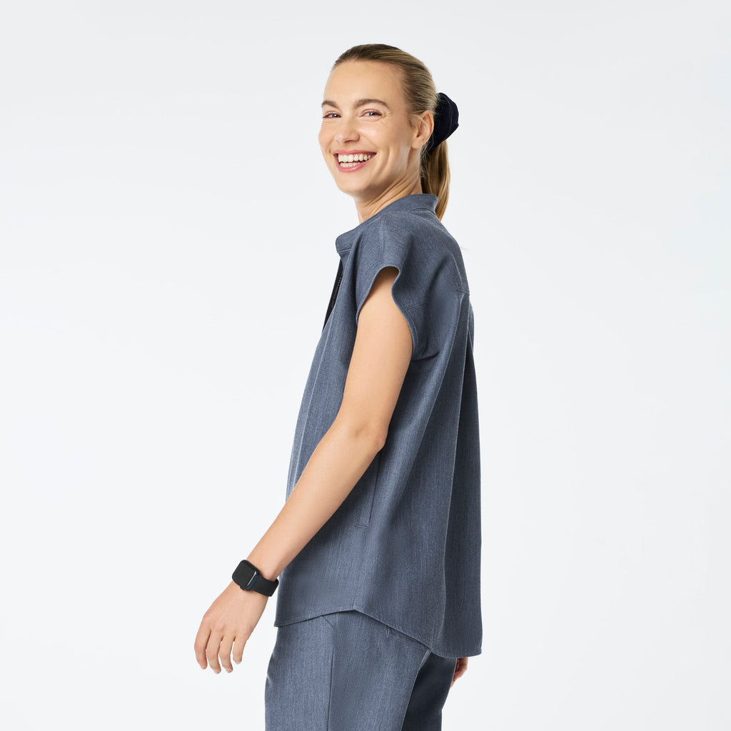 Rafaela Oversized Scrub Top™ - Heather Denim