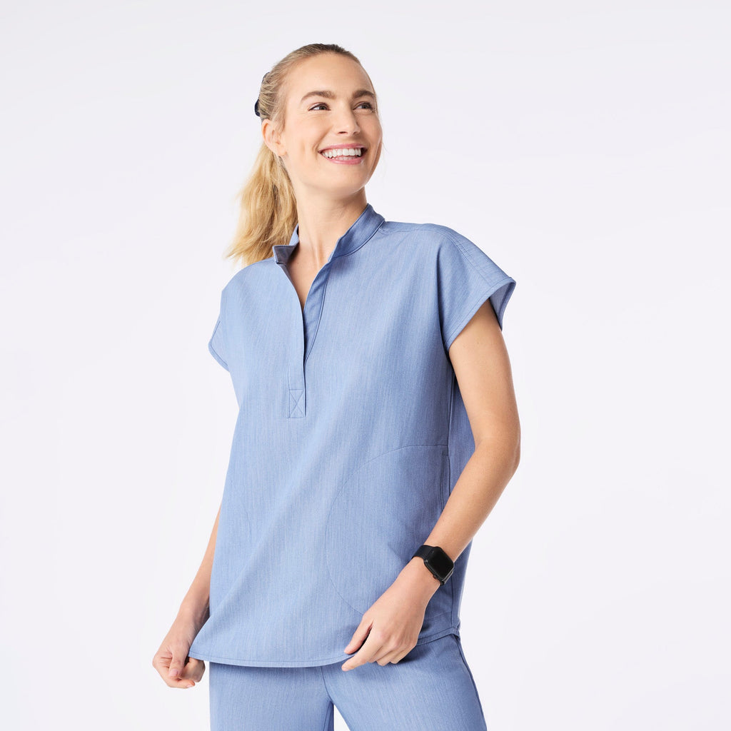 Rafaela Oversized Scrub Top™ - Heather Indigo