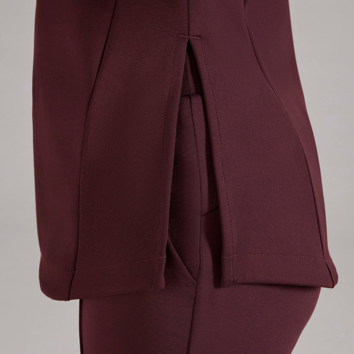 Alma Slim Crewneck Tunic Scrub Top - Burgundy