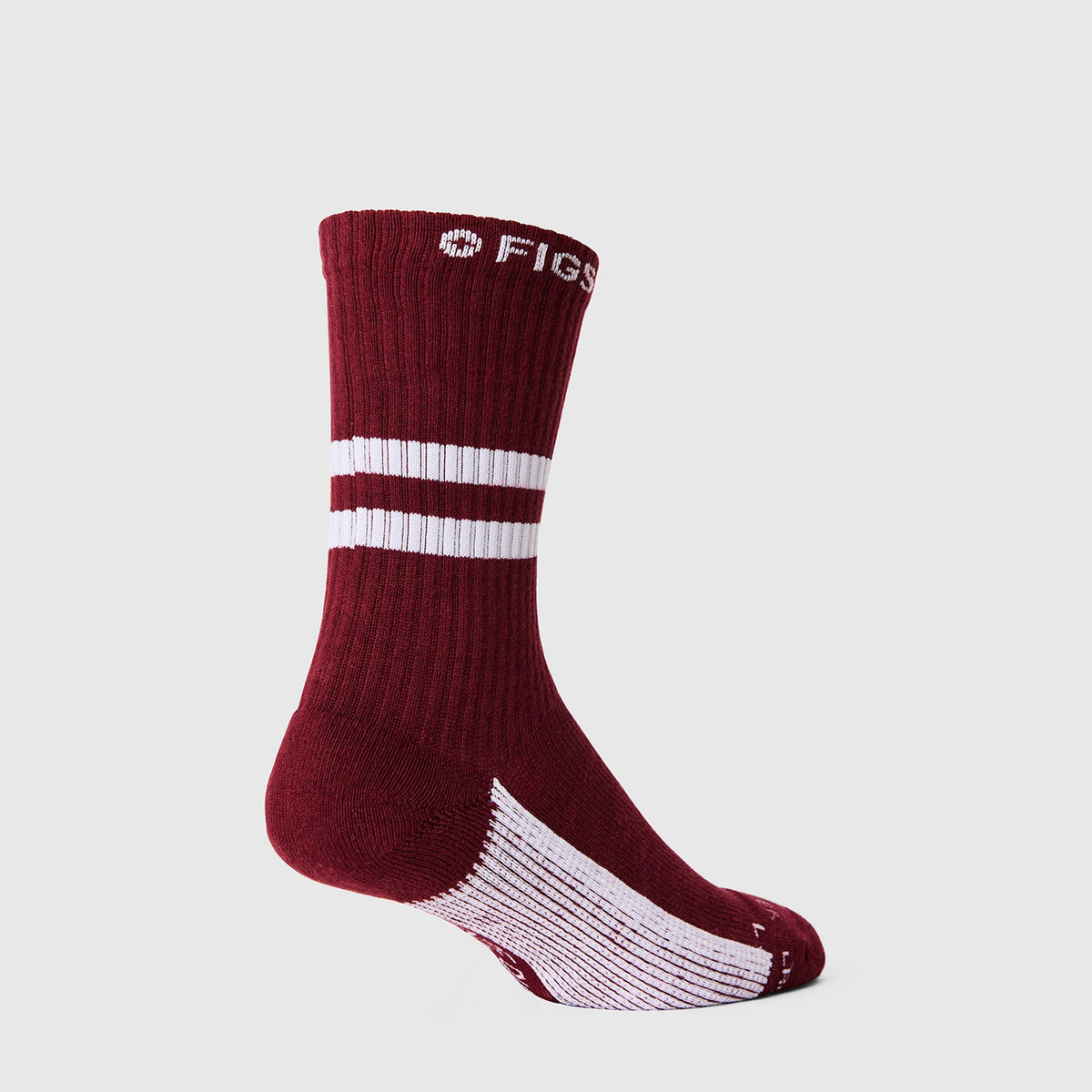 FIGS | ArchTek® Crew Compression Socks 15-20 mmHg - Stripe/Burgundy