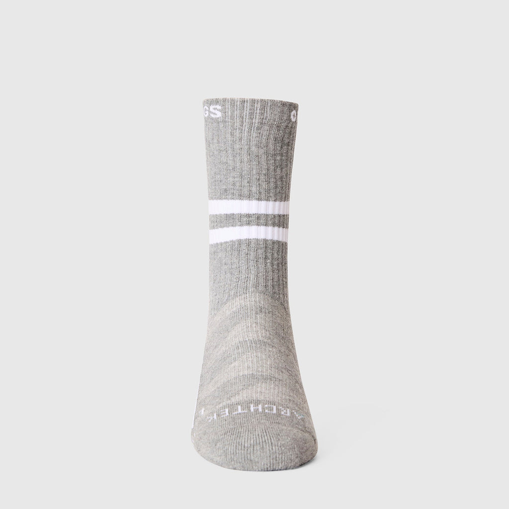 FIGS | ArchTek® Crew Compression Socks 15-20 mmHg - Stripe/Heather Grey