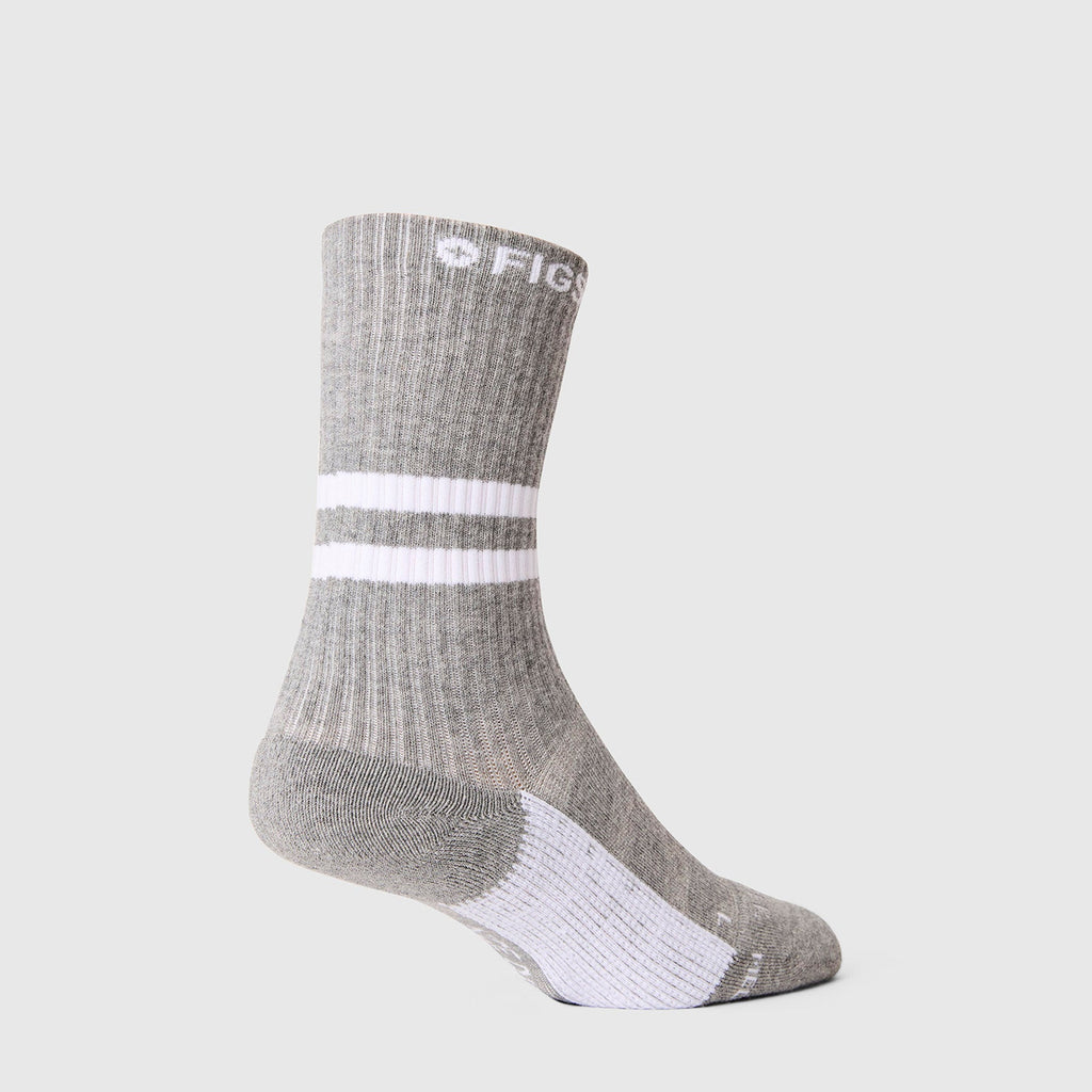 FIGS | ArchTek® Crew Compression Socks 15-20 mmHg - Stripe/Heather Grey