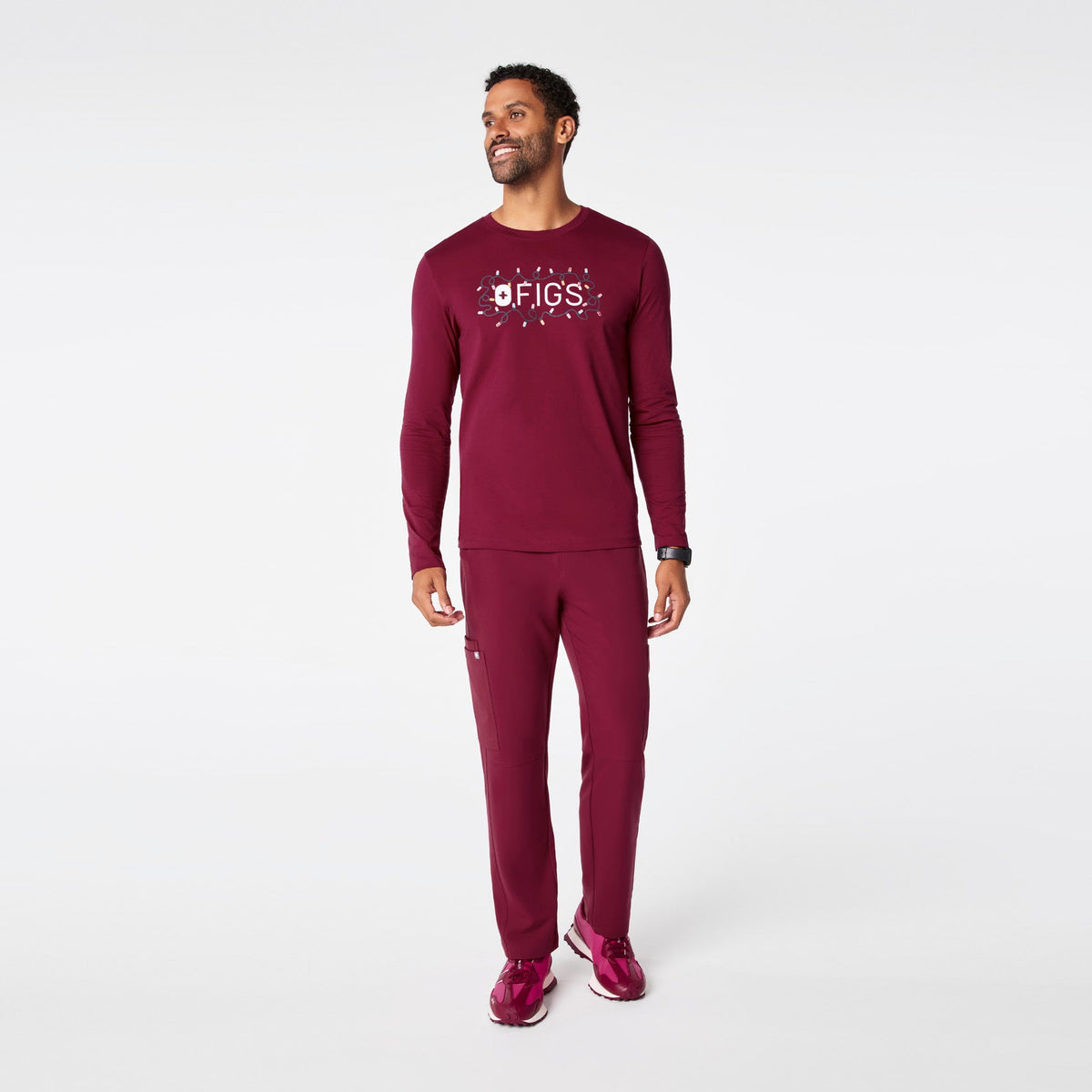 FIGS Logo Long-Sleeve Underscrub - Deep Cranberry
