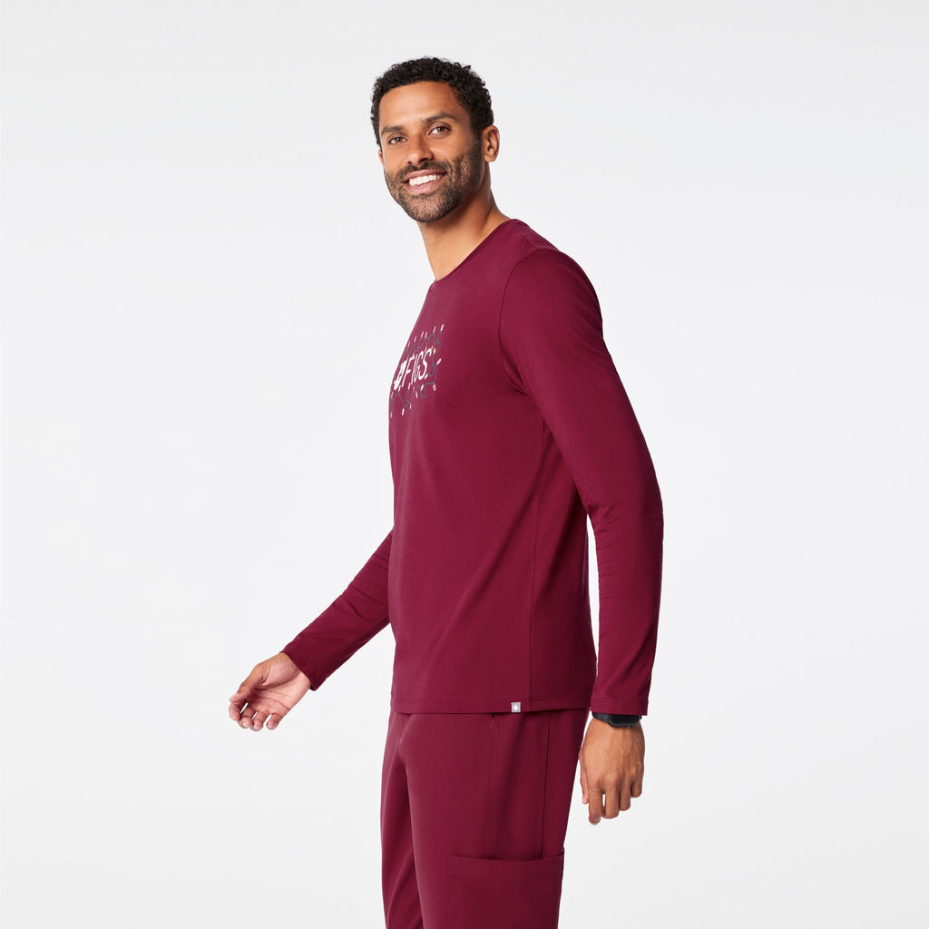 FIGS Logo Long-Sleeve Underscrub - Deep Cranberry