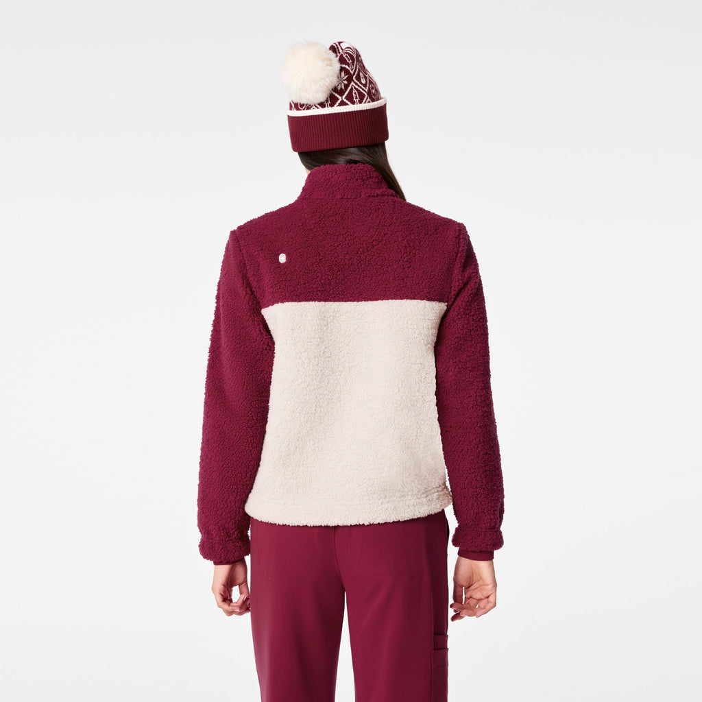 High-Pile Fleece Pullover - Deep Cranberry
