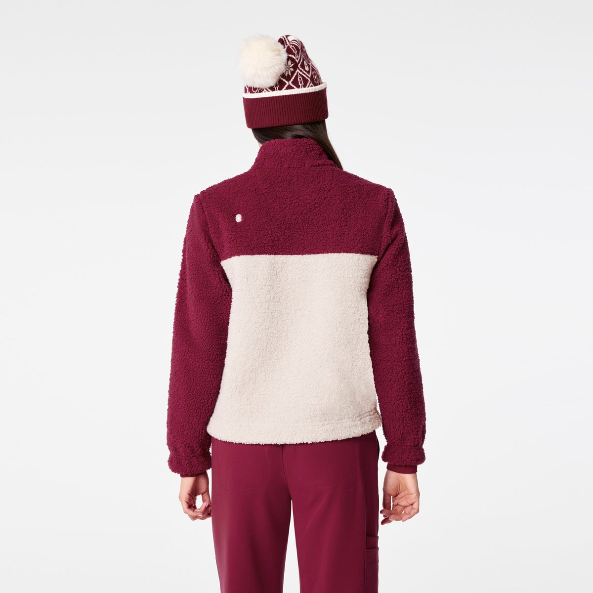 High-Pile Fleece Pullover - Deep Cranberry