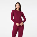Off-Shift Waffle Crewneck Top™ - Deep Cranberry