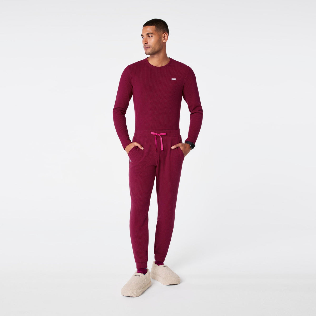 Off-Shift Waffle Jogger Sweatpants™ - Deep Cranberry