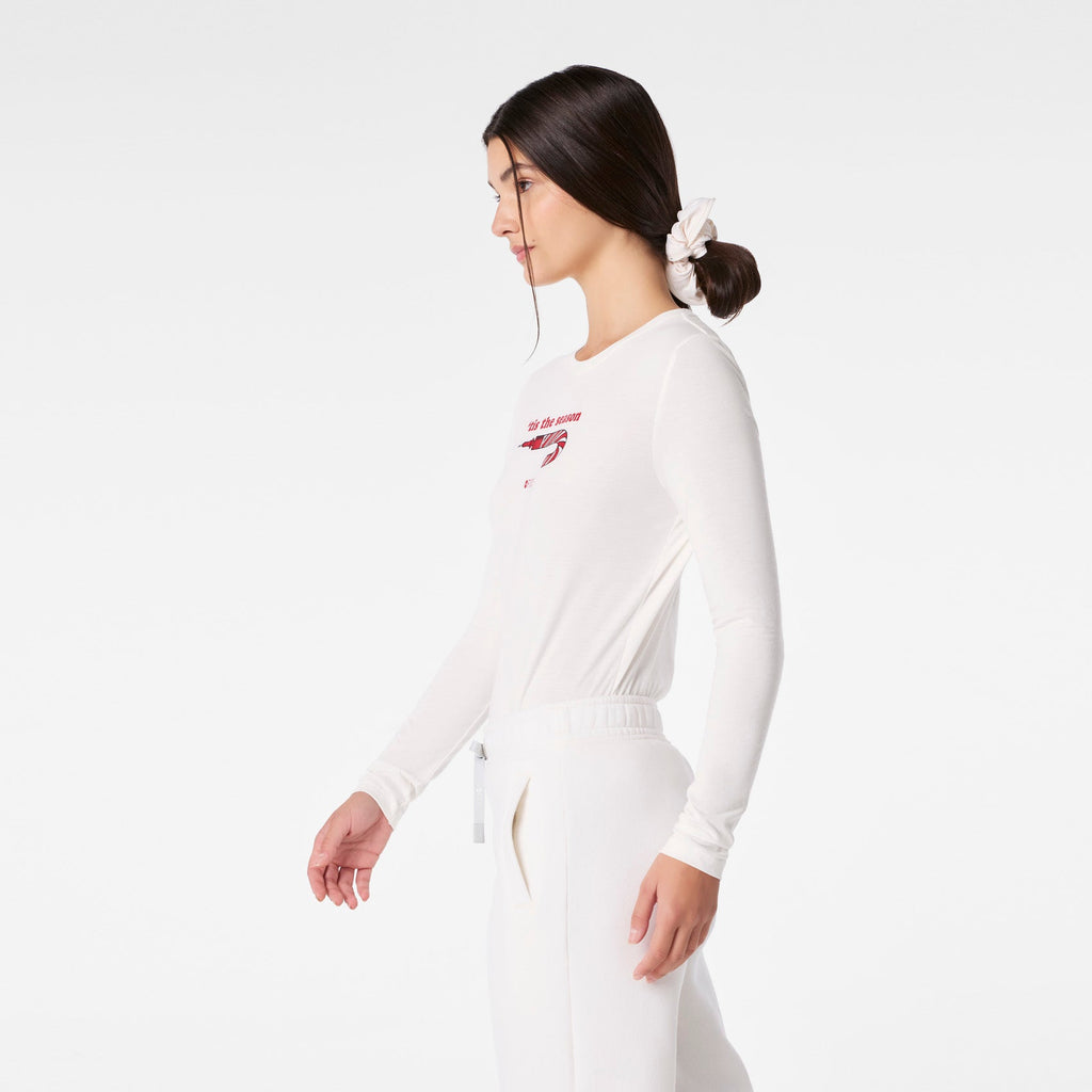 Tis The Season Long-Sleeve Underscrub - Off White