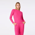 Off-Shift Waffle Crewneck Top™ - Shocking Pink