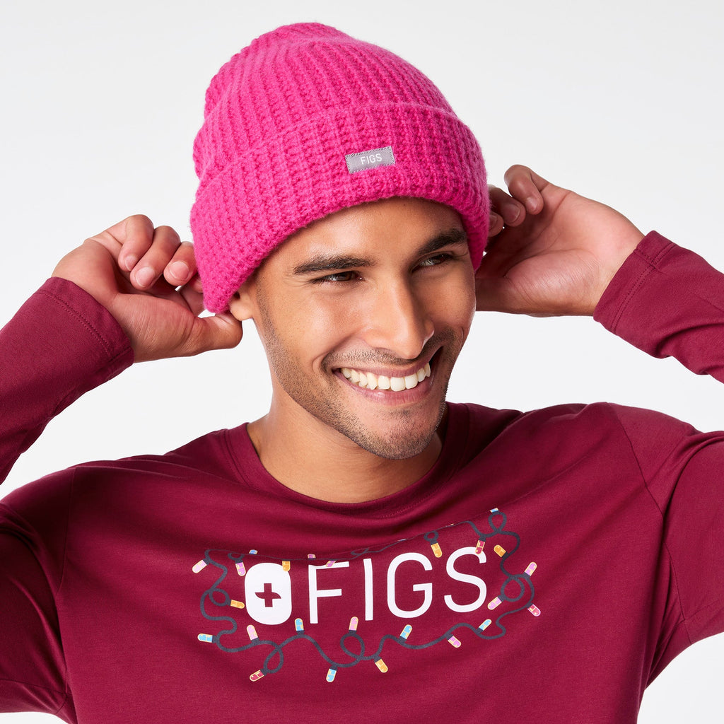 Waffle Beanie - Shocking Pink