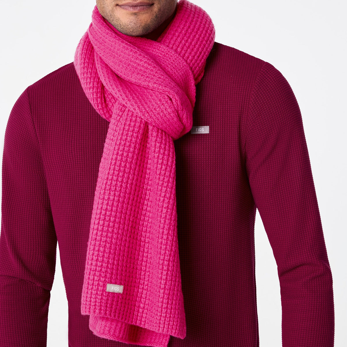 Waffle Scarf - Shocking Pink