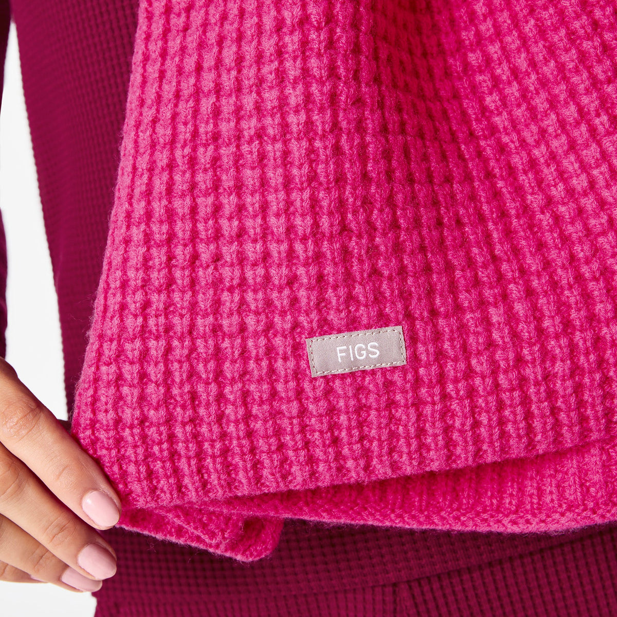 Waffle Scarf - Shocking Pink