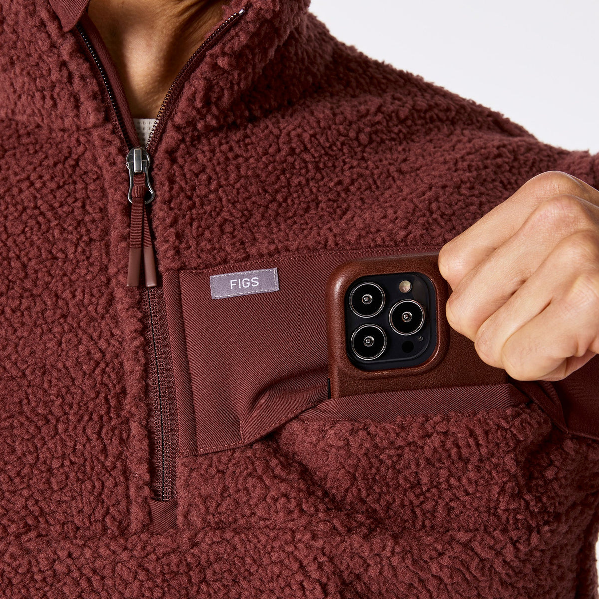 High-Pile Fleece Pullover - Walnut