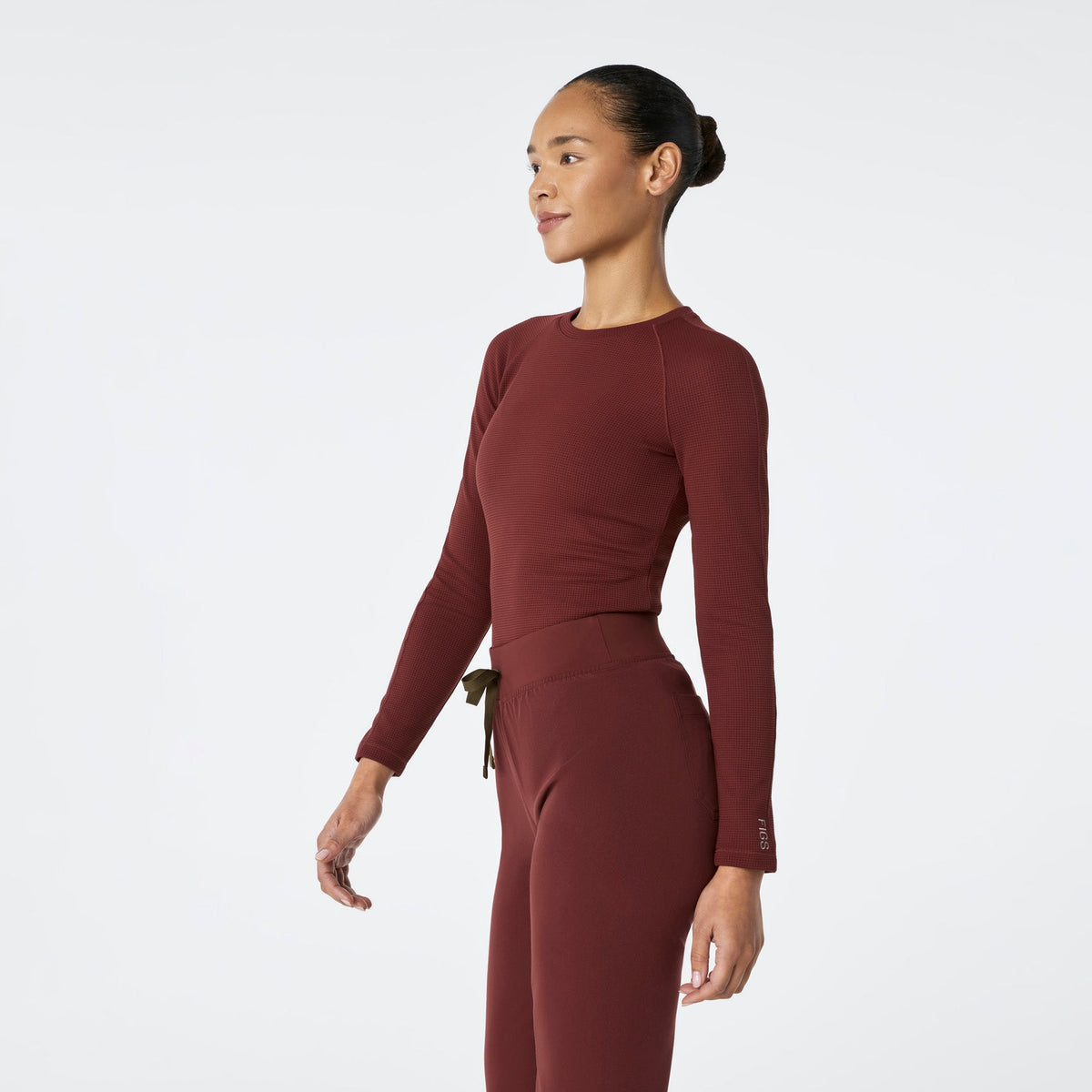 Waffle Long-Sleeve Underscrub - Walnut