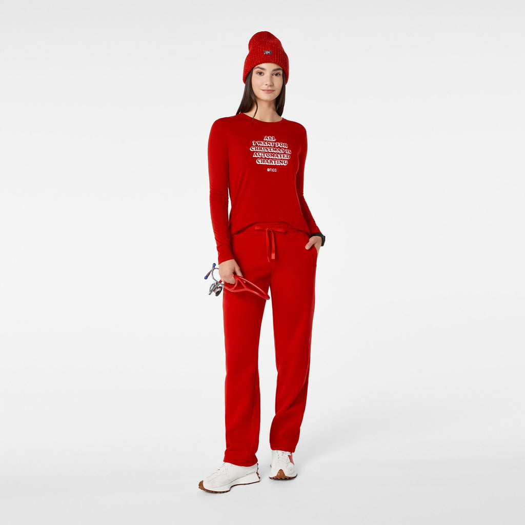 All I Want For Christmas Long-Sleeve Underscrub - Winning Red