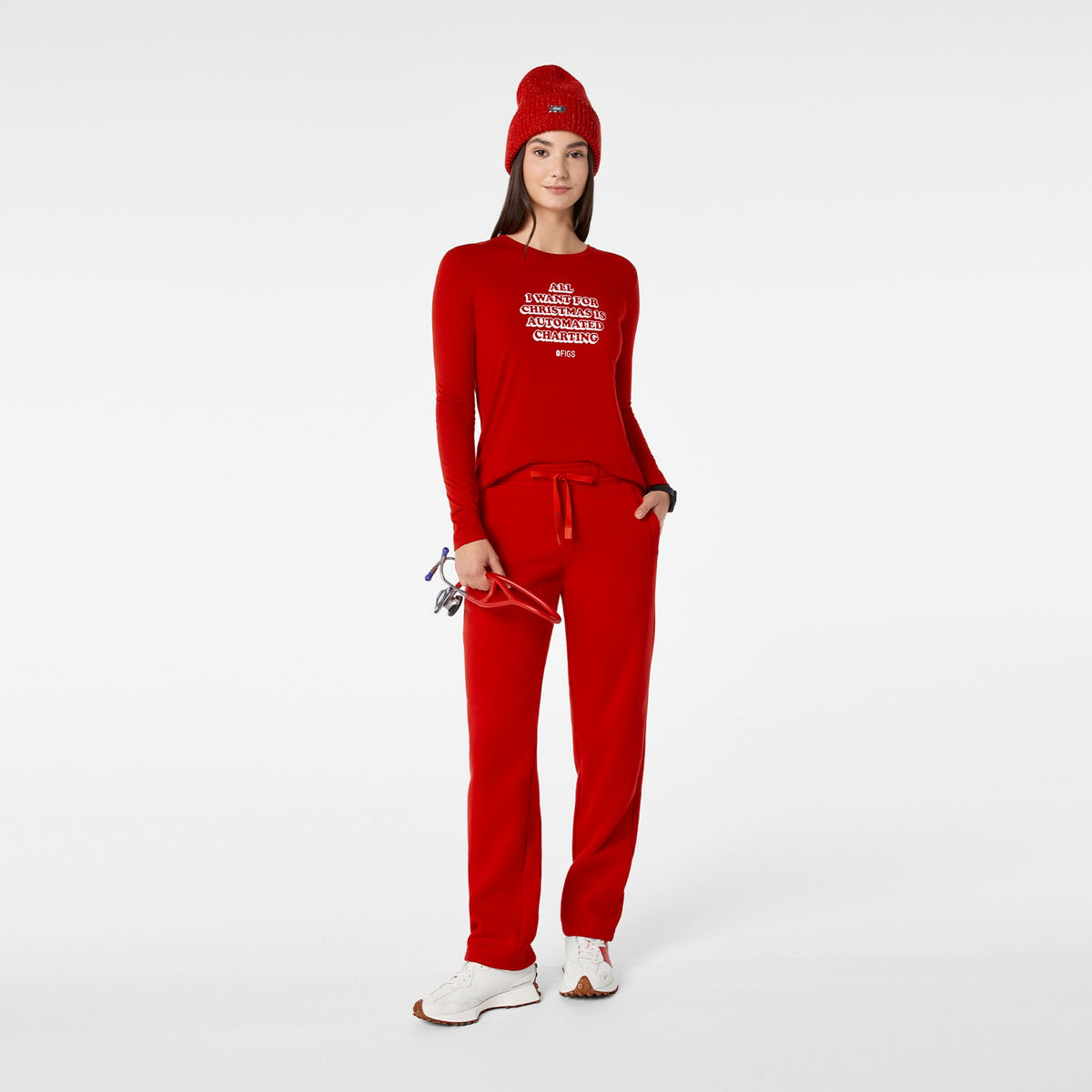 All I Want For Christmas Long-Sleeve Underscrub - Winning Red